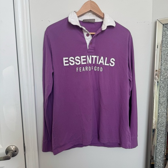 Fear of God ESSENTIALS Rugby Shirt – Purple Long Sleeve XL - Picture 3 of 11